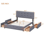 Merax Queen Upholstered Platform Bed with 4 Drawers