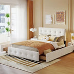 Merax Queen Upholstered Platform Bed with 4 Drawers