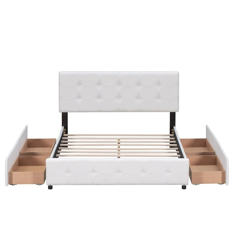 Merax Queen Upholstered Platform Bed with 4 Drawers