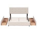 Merax Queen Upholstered Platform Bed with 4 Drawers