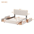 Merax Queen Upholstered Platform Bed with 4 Drawers