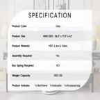 King Bed Frame with Storage Headboard, Charging Station and LED Lights, Upholstered Platform Bed