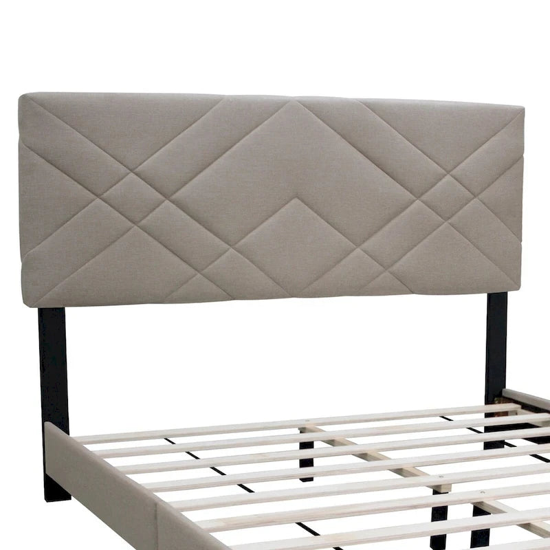 Queen Size Adjustable Upholstered Bed Frame Stain Resistant Cleans Up With A Light Wipe Simple Design Suitable For Any Room
