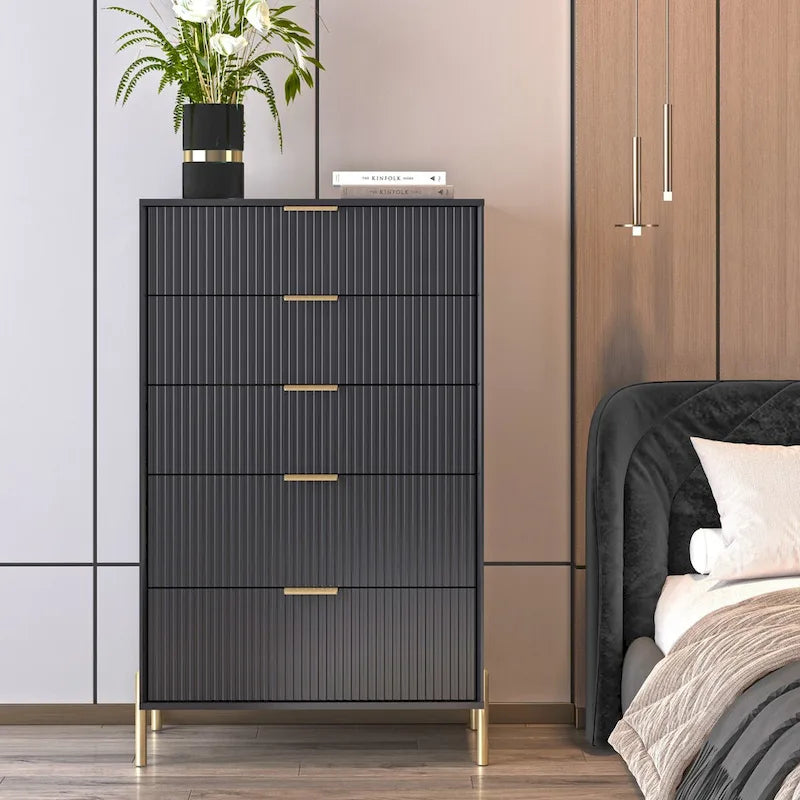 Modern 30 5-Drawer Chest with Metal Handles