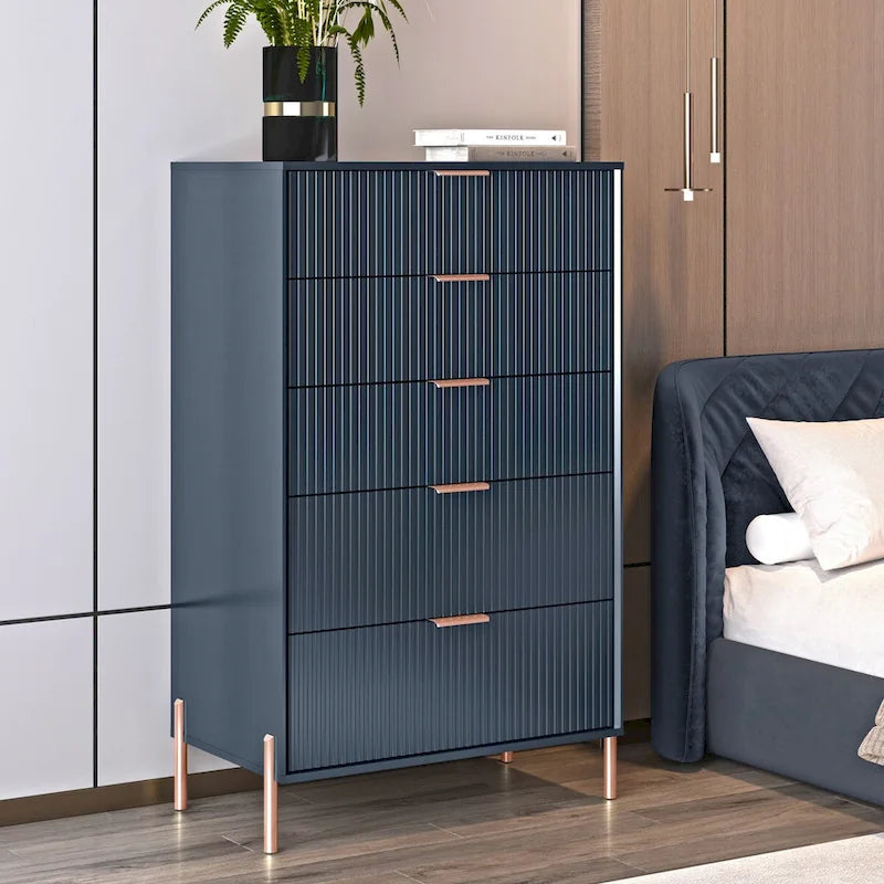 Modern 30 5-Drawer Chest with Metal Handles