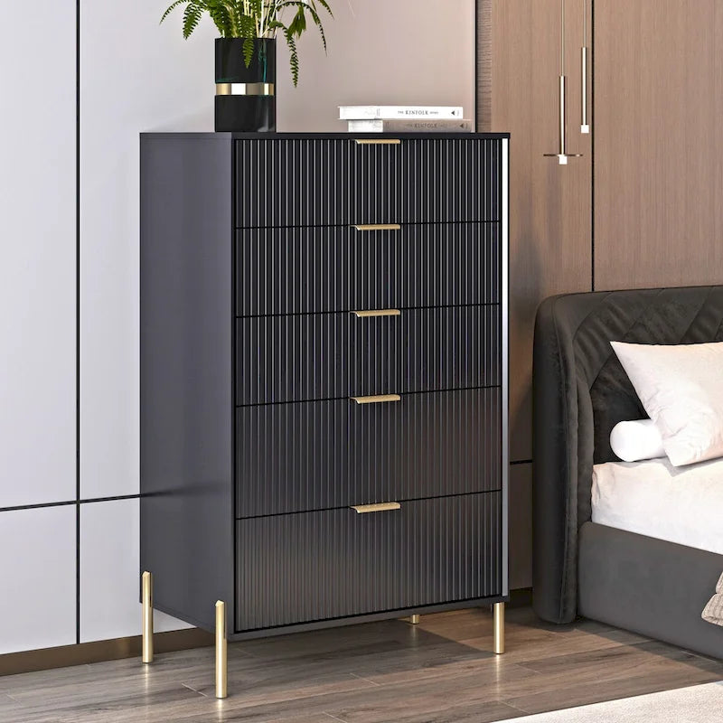 Modern 30 5-Drawer Chest with Metal Handles