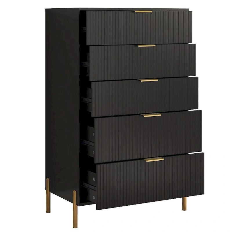 Modern 30 5-Drawer Chest with Metal Handles