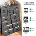Moasis 16-drawer Dresser Chest with Metal Frame, Wood Tabletop