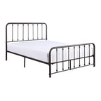 Ken King Size Metal Bed, Ball Accents on Vertical Slats, Antique Bronze