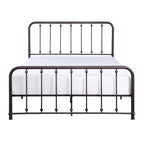 Ken King Size Metal Bed, Ball Accents on Vertical Slats, Antique Bronze