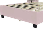 Full Size Upholstered Platform Bed with Big Headboard