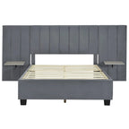 Full Size Upholstered Platform Bed with Big Headboard