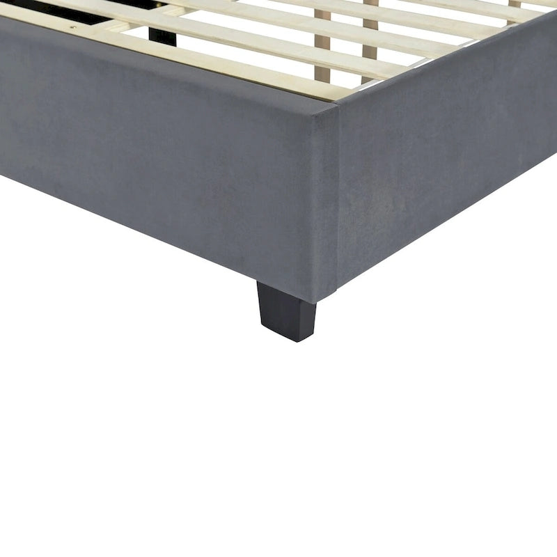 Full Size Upholstered Platform Bed with Big Headboard