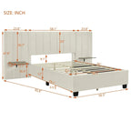 Full Size Upholstered Platform Bed with Big Headboard