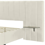 Full Size Upholstered Platform Bed with Big Headboard