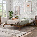 Furniture of America Beau Midcentury Boucle Wingback Low Profile Platform Bed