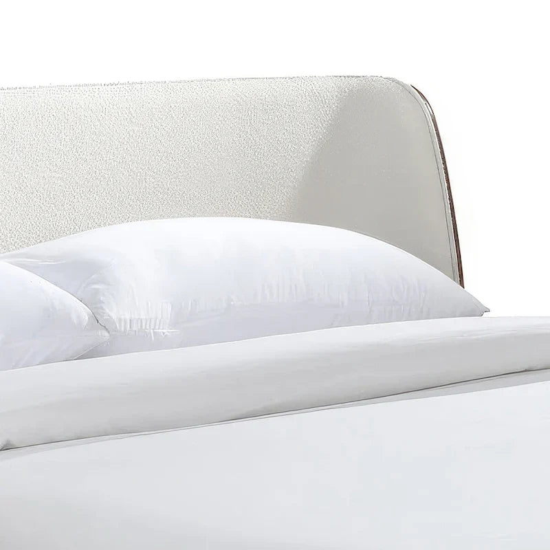 Furniture of America Beau Midcentury Boucle Wingback Low Profile Platform Bed