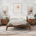 Furniture of America Beau Midcentury Boucle Wingback Low Profile Platform Bed