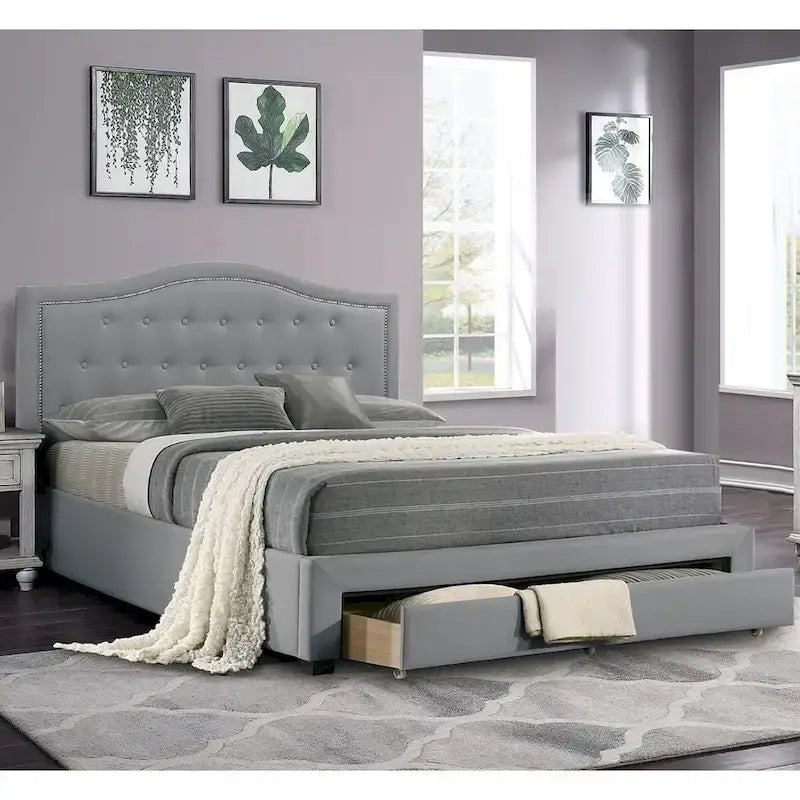 Fully Upholstered California King Bed with1 Underbed Drawer