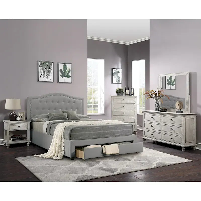 Fully Upholstered California King Bed with1 Underbed Drawer