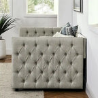 Upholstered Twin Size Daybed w/ 2 Drawers, Copper Nail on Square Arms