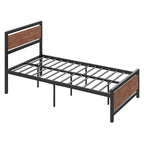 Roomfitters Twin Size Platform Bed, Metal and Wood Bed Frame with Headboard and Footboard