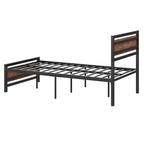 Roomfitters Twin Size Platform Bed, Metal and Wood Bed Frame with Headboard and Footboard