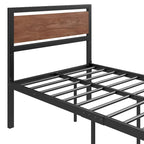Roomfitters Twin Size Platform Bed, Metal and Wood Bed Frame with Headboard and Footboard