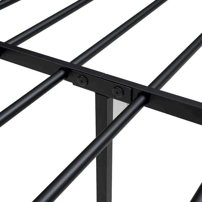 Roomfitters Twin Size Platform Bed, Metal and Wood Bed Frame with Headboard and Footboard