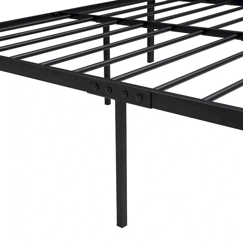 Roomfitters Twin Size Platform Bed, Metal and Wood Bed Frame with Headboard and Footboard