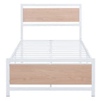 Roomfitters Twin Size Platform Bed, Metal and Wood Bed Frame with Headboard and Footboard