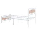 Roomfitters Twin Size Platform Bed, Metal and Wood Bed Frame with Headboard and Footboard