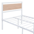 Roomfitters Twin Size Platform Bed, Metal and Wood Bed Frame with Headboard and Footboard