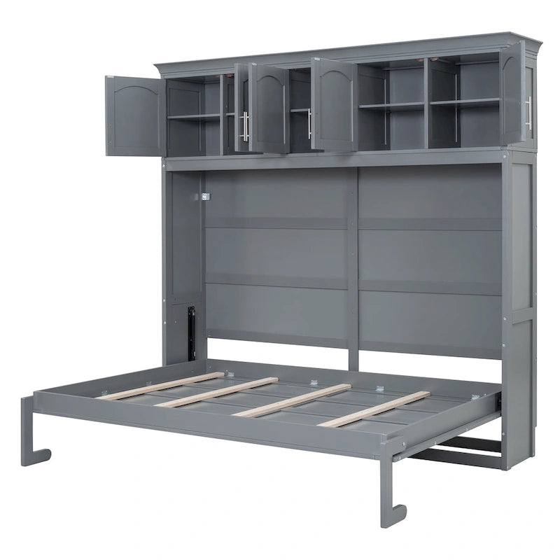 Queen Size Murphy Bed Wall Bed with Top Cabinets