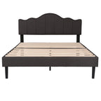 Javlergo Upholstered Platform Bed Frame with Adjustable Headboard, Wood Slat Support and Noise-Free, No Box Spring Needed