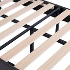 Javlergo Upholstered Platform Bed Frame with Adjustable Headboard, Wood Slat Support and Noise-Free, No Box Spring Needed