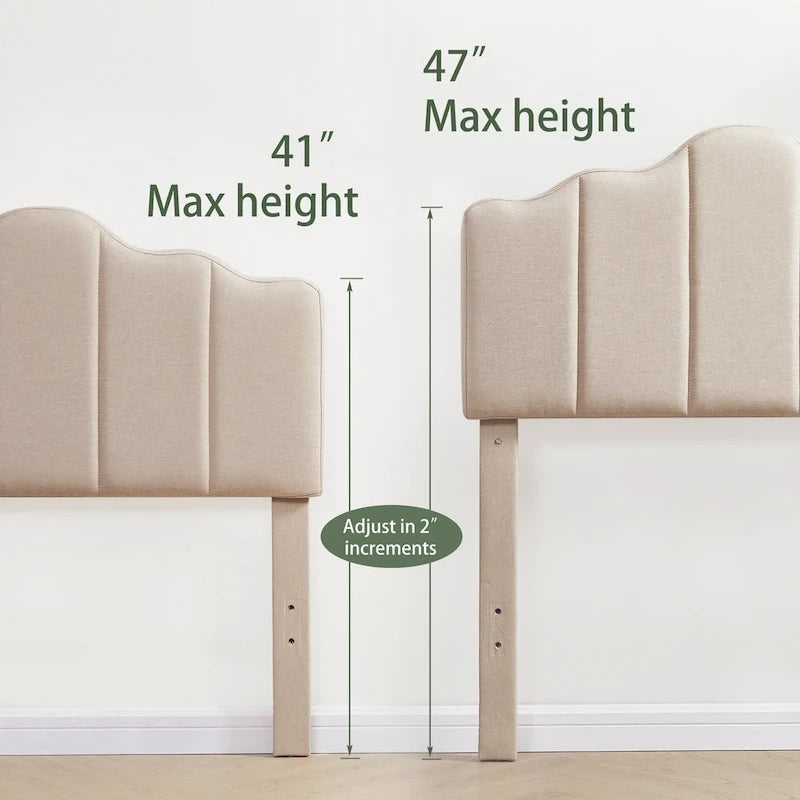 Javlergo Upholstered Platform Bed Frame with Adjustable Headboard, Wood Slat Support and Noise-Free, No Box Spring Needed