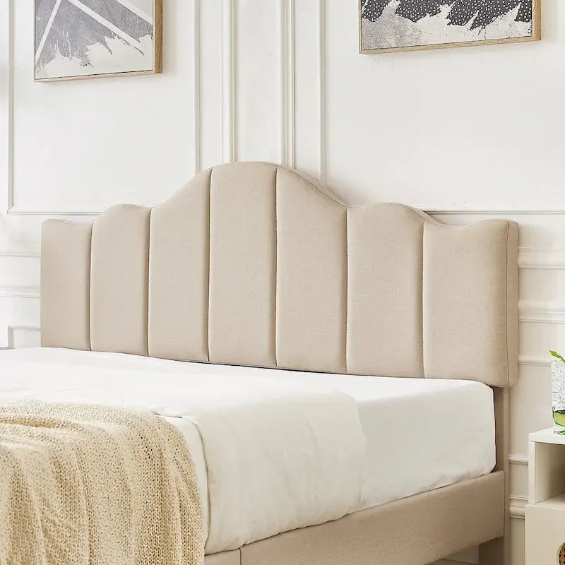 Javlergo Upholstered Platform Bed Frame with Adjustable Headboard, Wood Slat Support and Noise-Free, No Box Spring Needed