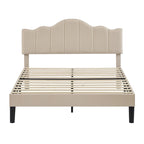 Javlergo Upholstered Platform Bed Frame with Adjustable Headboard, Wood Slat Support and Noise-Free, No Box Spring Needed