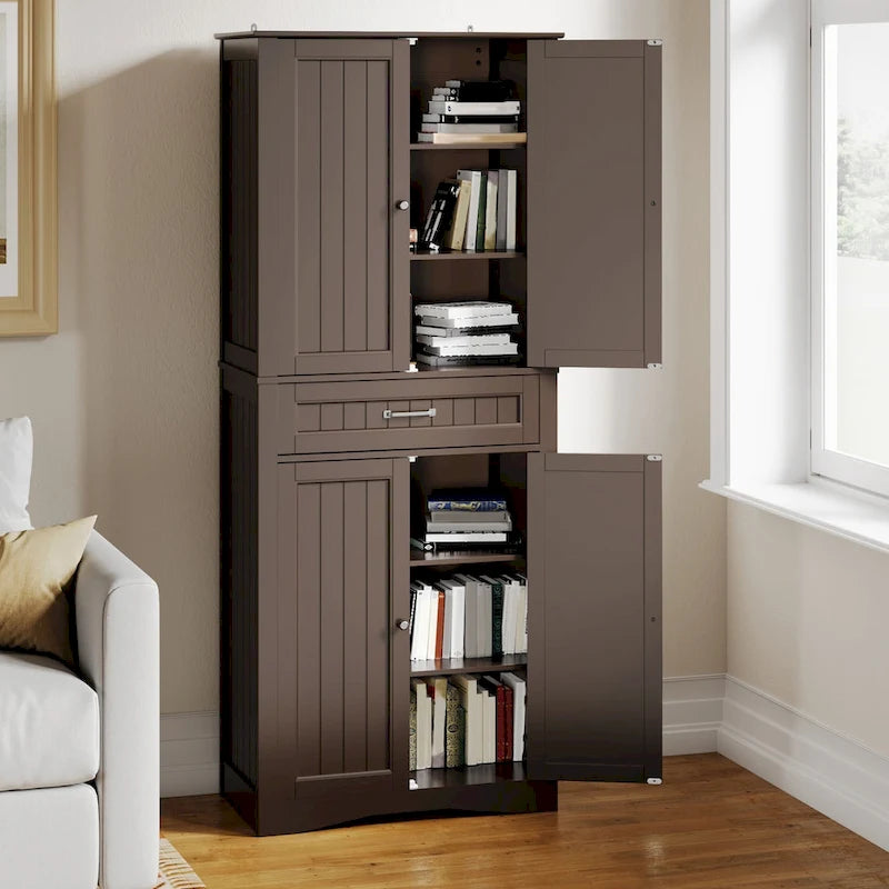 71Kitchen Pantry Storage Cabinet, Storage Cabinet Buffet, Freestanding Kitchen Storage Cabinet with 4 Adjustable Shelves