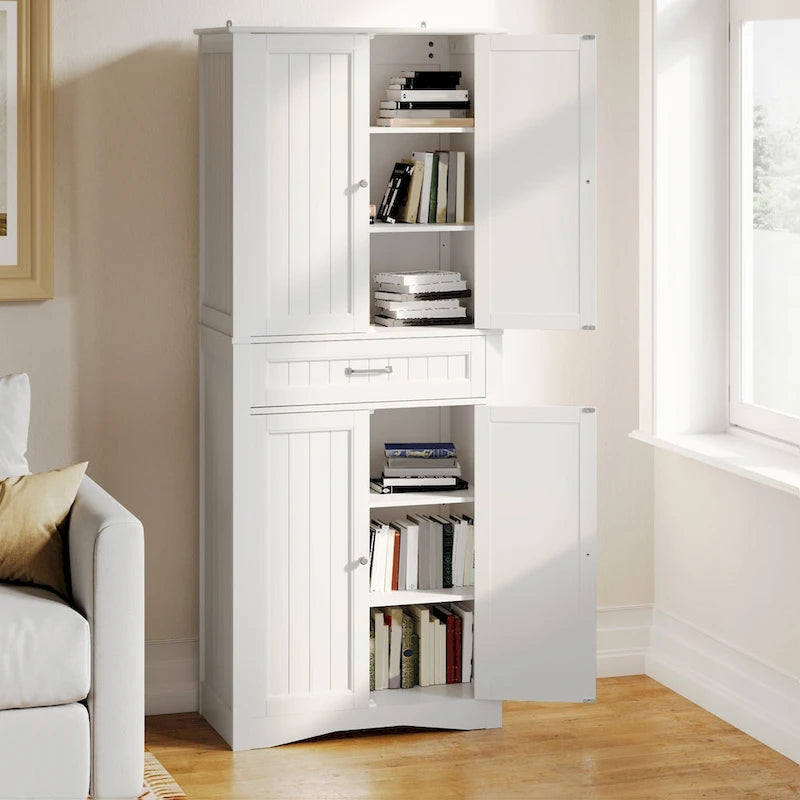 71Kitchen Pantry Storage Cabinet, Storage Cabinet Buffet, Freestanding Kitchen Storage Cabinet with 4 Adjustable Shelves