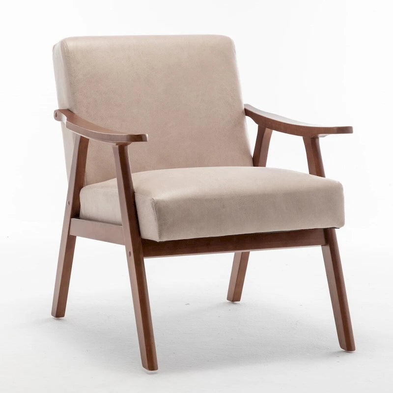 Extra-Thick Backrest Accent Chair with Solid Wood Frame