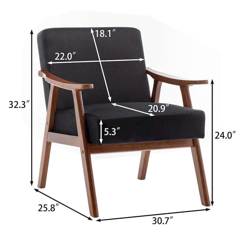 Extra-Thick Backrest Accent Chair with Solid Wood Frame