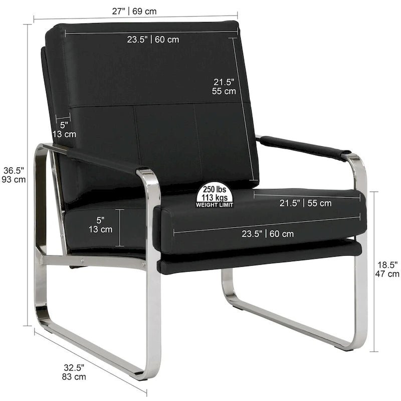 Studio Designs Home Allure Metal and Blended Leather Modern Accent Arm Chair