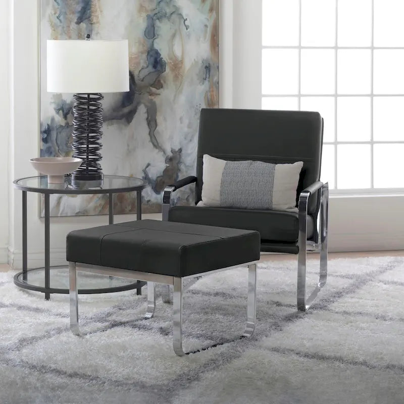 Studio Designs Home Allure Metal and Blended Leather Modern Accent Arm Chair
