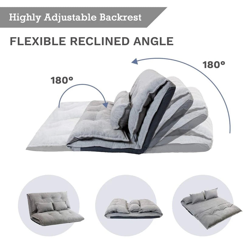 Modern Adjustable Ergonomic Fabric-Covered Sofa Bed Chair with Metal Frame
