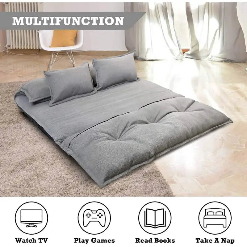 Modern Adjustable Ergonomic Fabric-Covered Sofa Bed Chair with Metal Frame