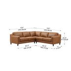 Hydeline Bella Top Grain Leather Symmetrical Sectional With Feather, Memory Foam and Springs
