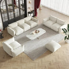 Modern Chenille Upholstery 3 Pieces Sofa Sets for Living Room Include Armchair, Loveseat,Three Seaters Couch And Ottoman