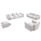 Modern Chenille Upholstery 3 Pieces Sofa Sets for Living Room Include Armchair, Loveseat,Three Seaters Couch And Ottoman